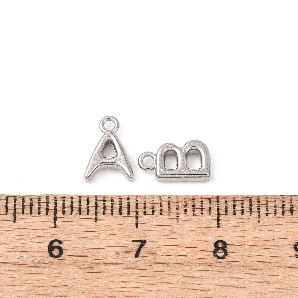 Silver Stainless Steel Bold Initial Letter Charm Full Set