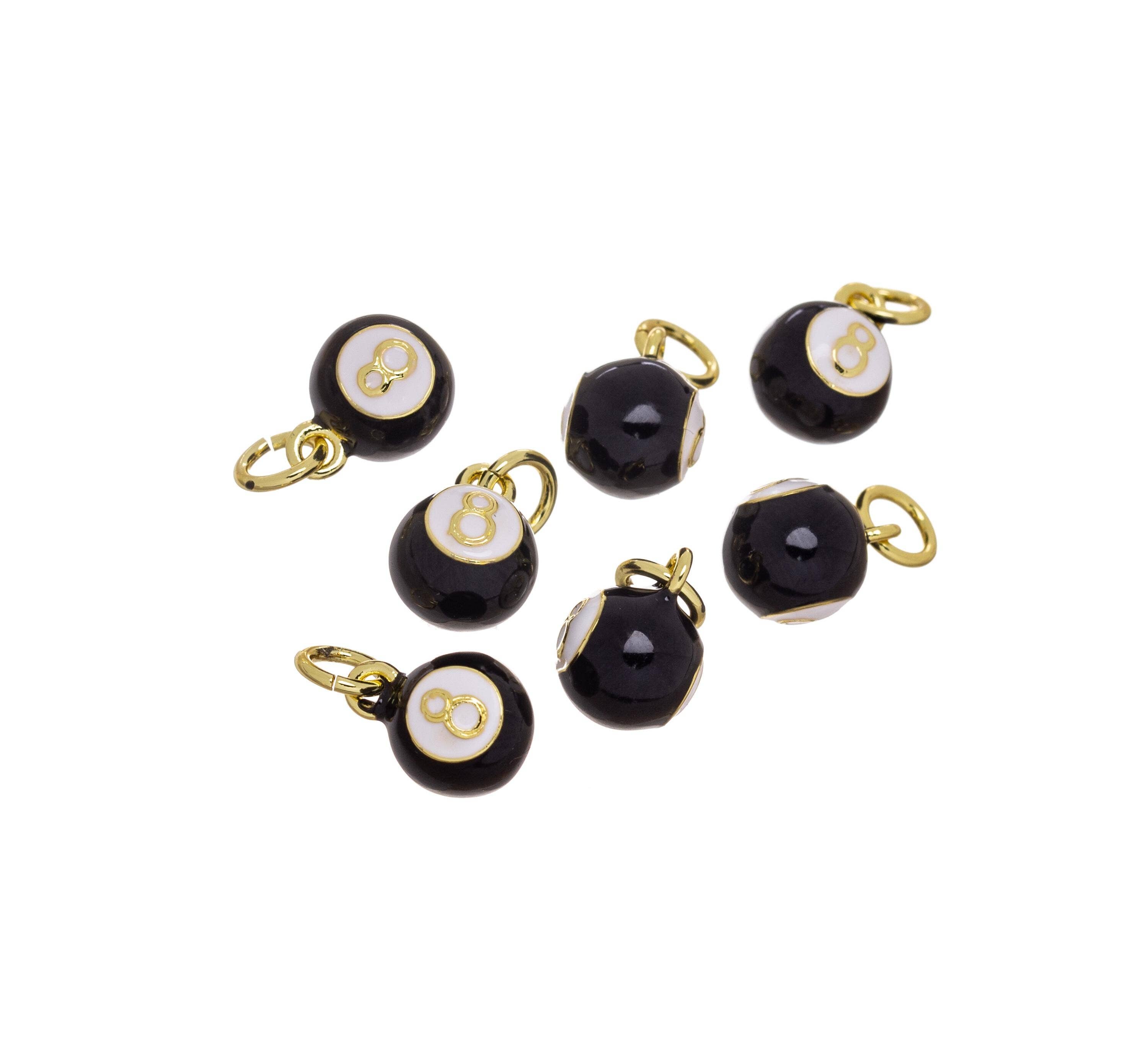 Number 8 Billiard Ball Necklace Charm, Good Luck CPG2509: Silver / 1pc