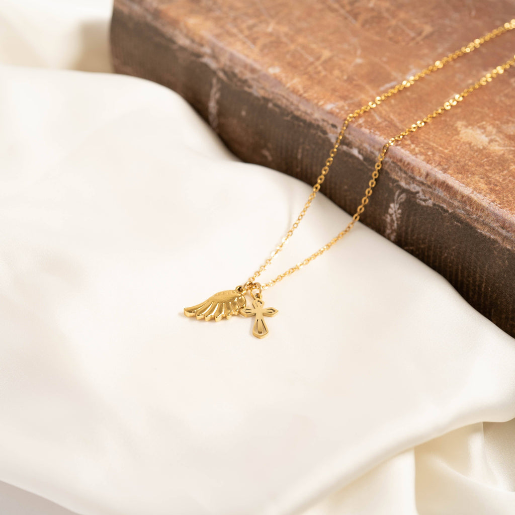 (9pc) 18K Gold PVD Stainless Steel Faith & Love Charm Set : Gold