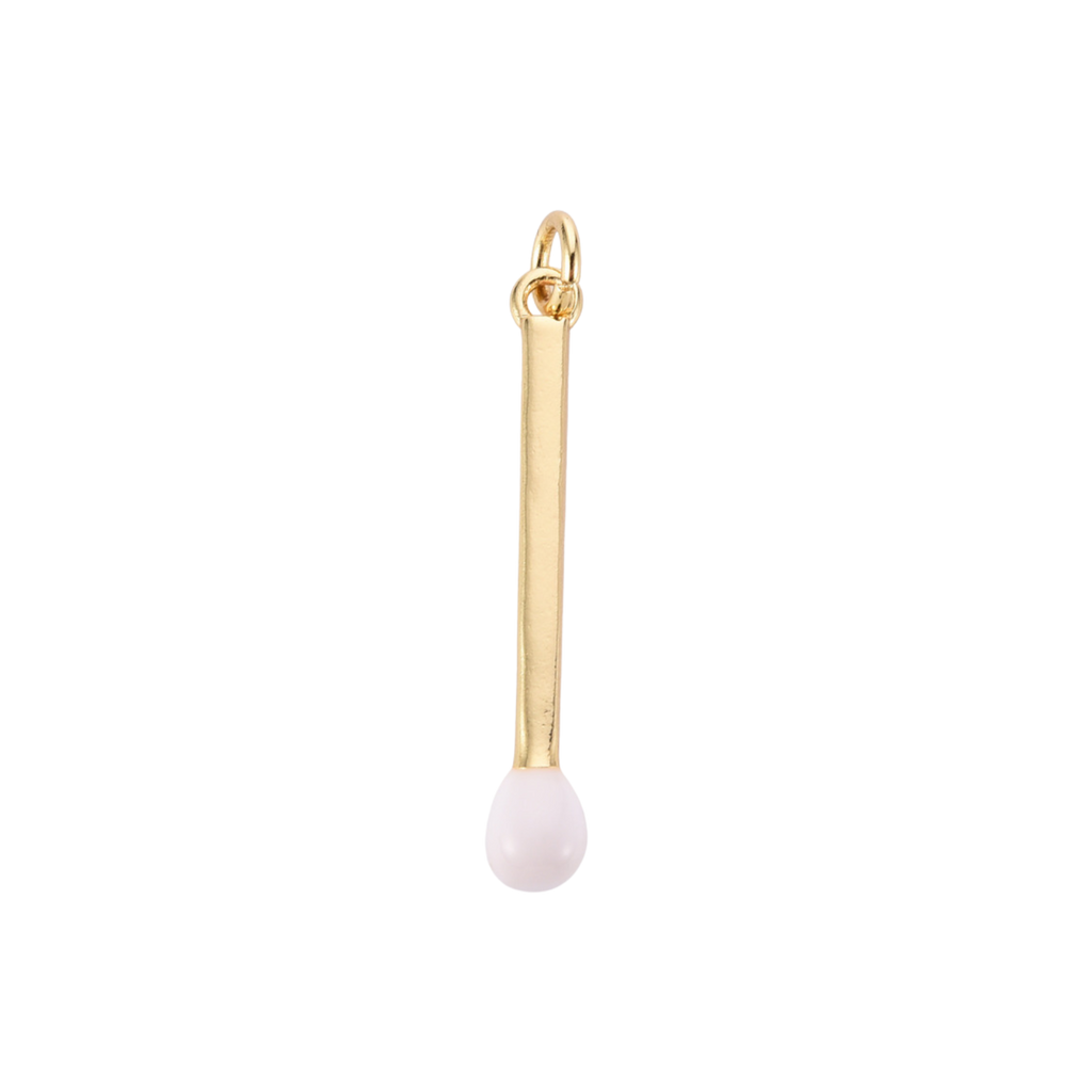16k Gold Plated Brass Match Stick Charm: White