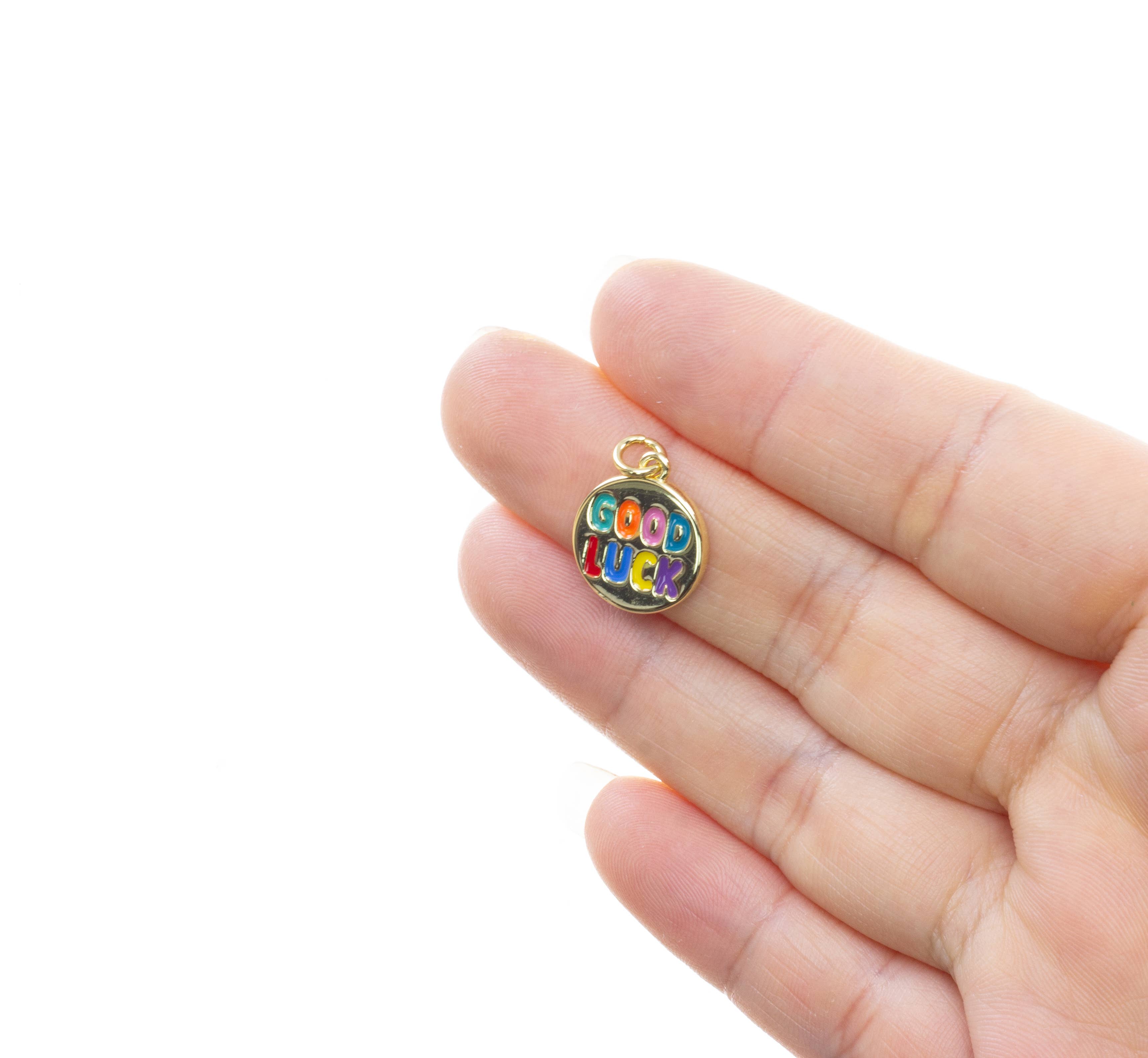 Rainbow Good Luck Coin Charm For Jewelry Making, CPG-CPS2785: Gold / 6pcs