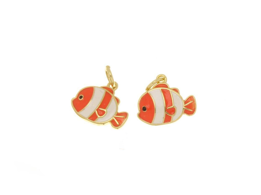 Mini Orange Clown Fish Charms for Jewelry Crafting CPG2553: 5 pieces