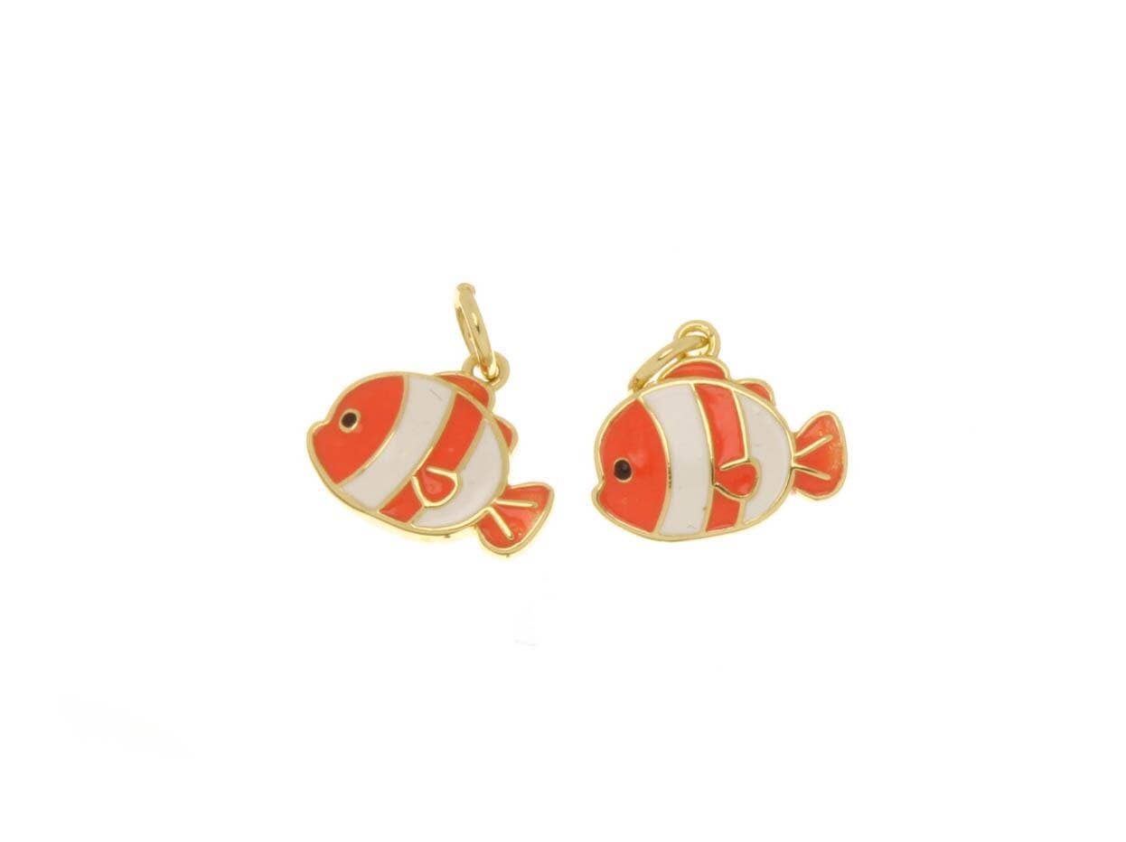 Mini Orange Clown Fish Charms for Jewelry Crafting CPG2553: 5 pieces