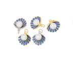 Gold Or Silver Pearl and Oyster Shell Dainty Charm CPG1081: Gold / 3pcs
