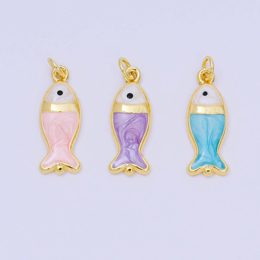 Blue Gold Filled Fish Charm