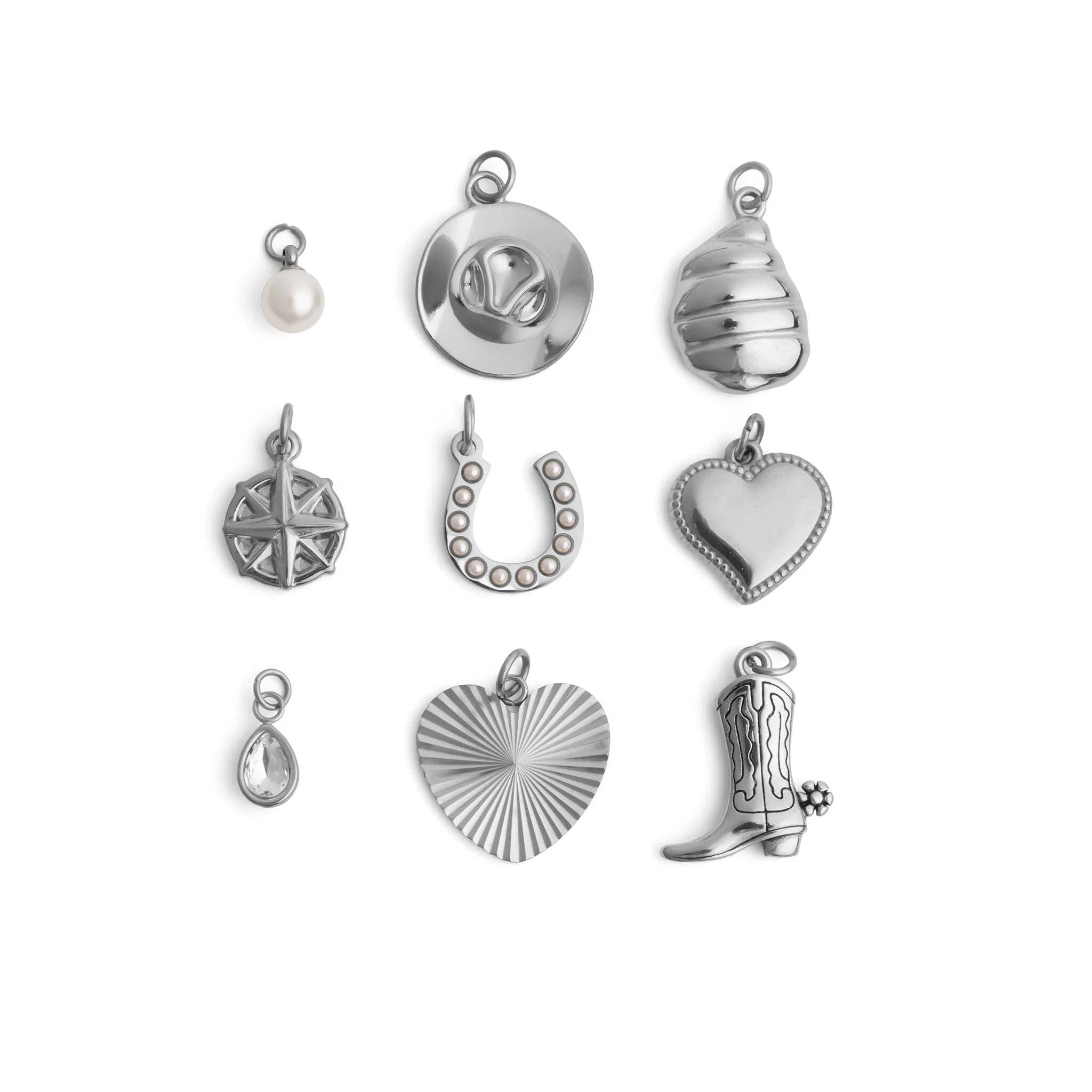 18K Gold PVD Stainless Steel Coastal Cowboy Charm Set: Gold