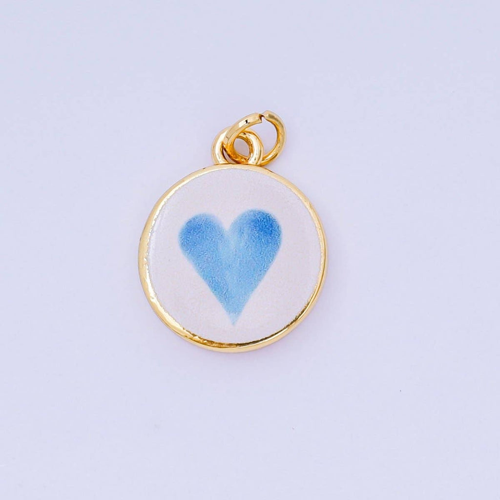 Light Blue Painted Heart Charm