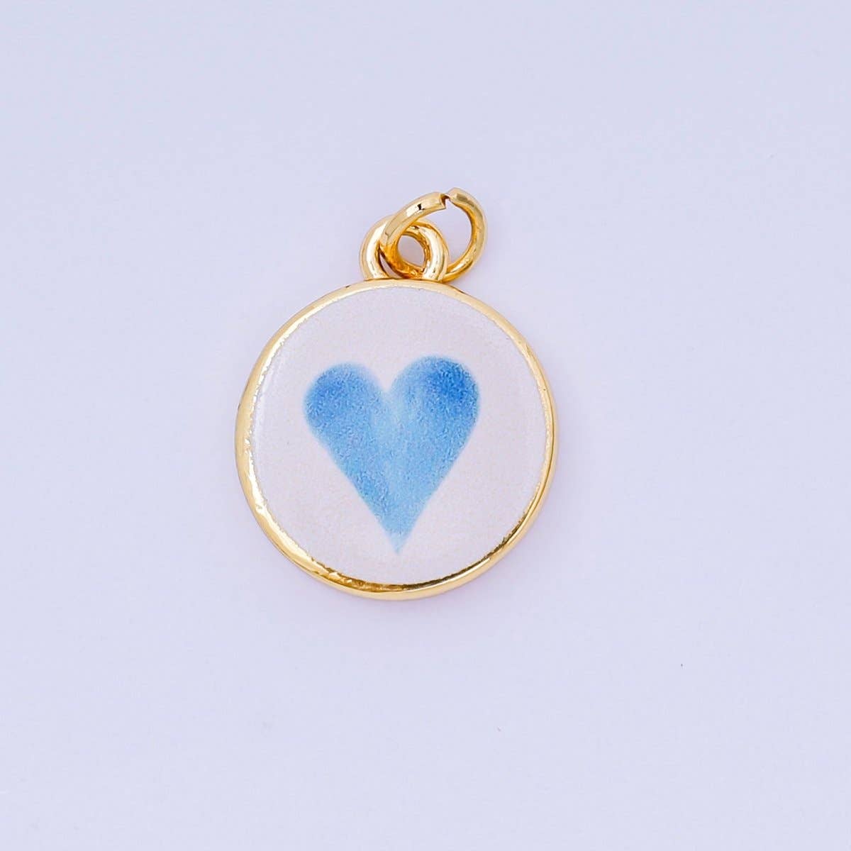 Light Blue Painted Heart Charm
