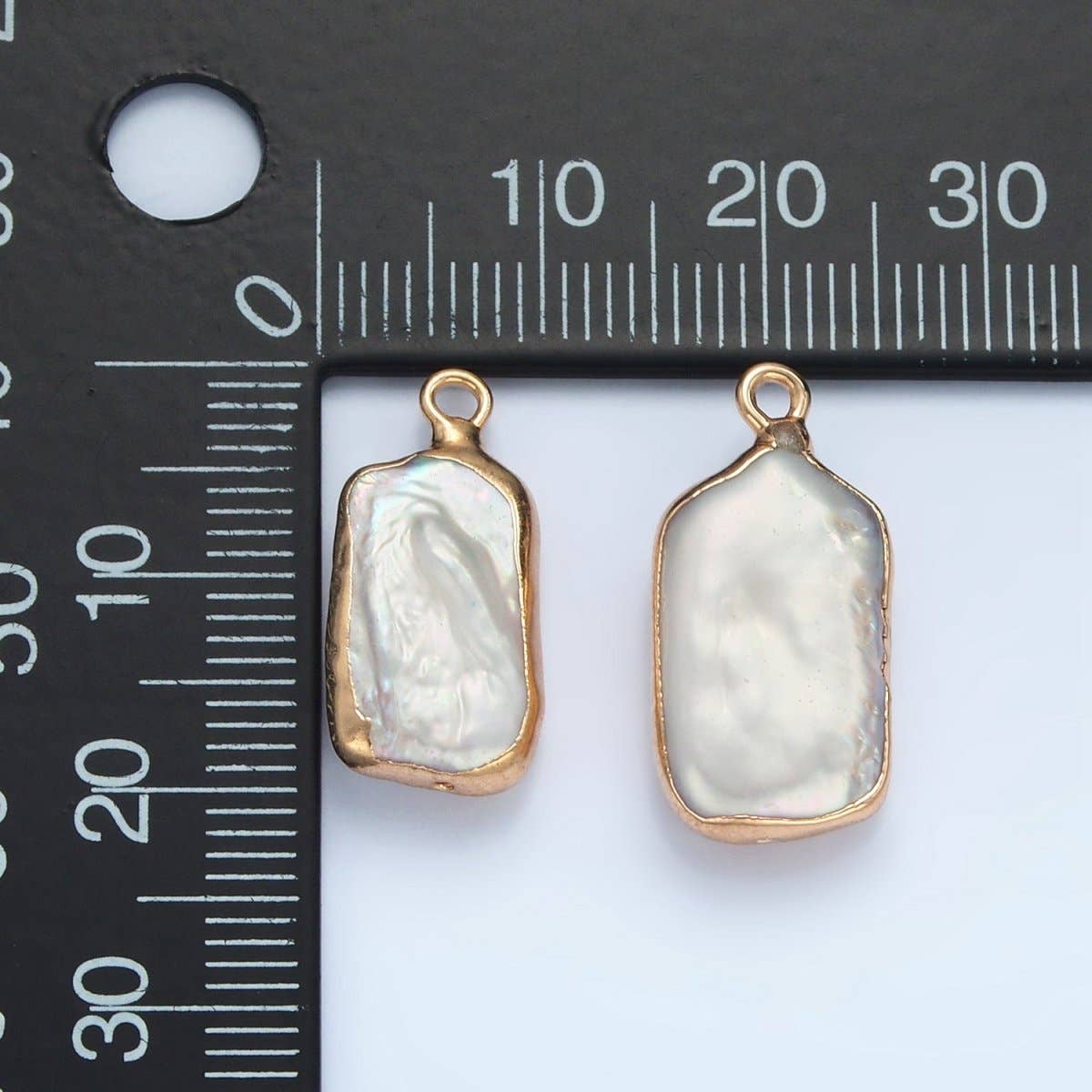 Freshwater Pearl Foil Bezel Charm