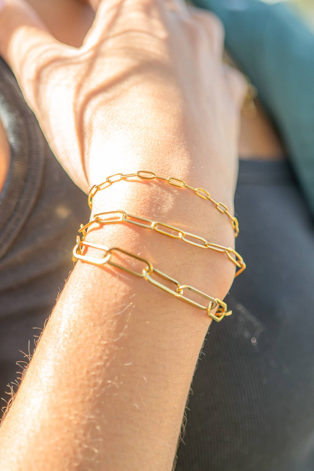 Gold Stainless Steel Paperclip Chain Bracelet + Extension: Gold / 2.5mm
