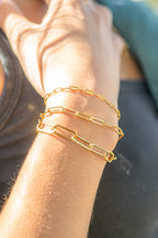 Gold Stainless Steel Paperclip Chain Bracelet + Extension: Gold / 2.5mm