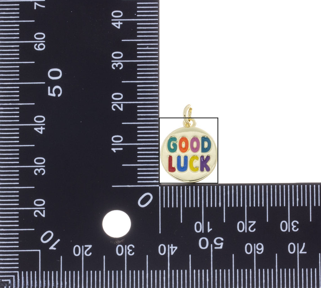 Rainbow Good Luck Coin Charm For Jewelry Making, CPG-CPS2785: Gold / 6pcs