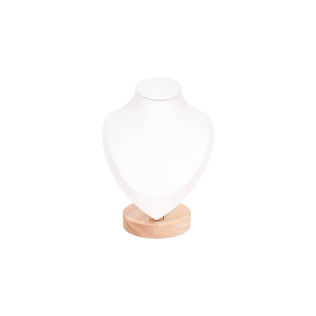 Natural Wood & Leather Necklace Display: White / Large
