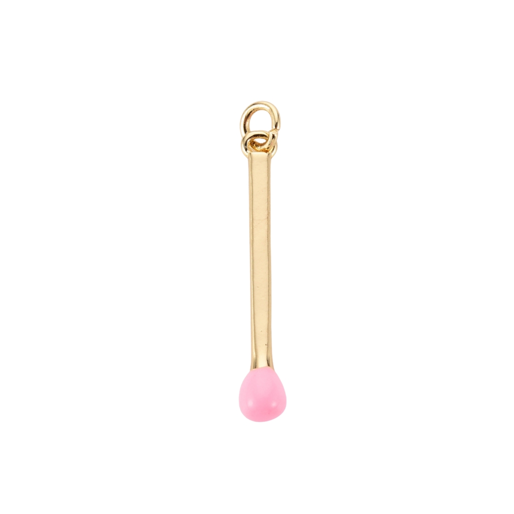16k Gold Plated Brass Match Stick Charm: White