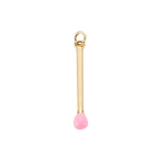 16k Gold Plated Brass Match Stick Charm: White