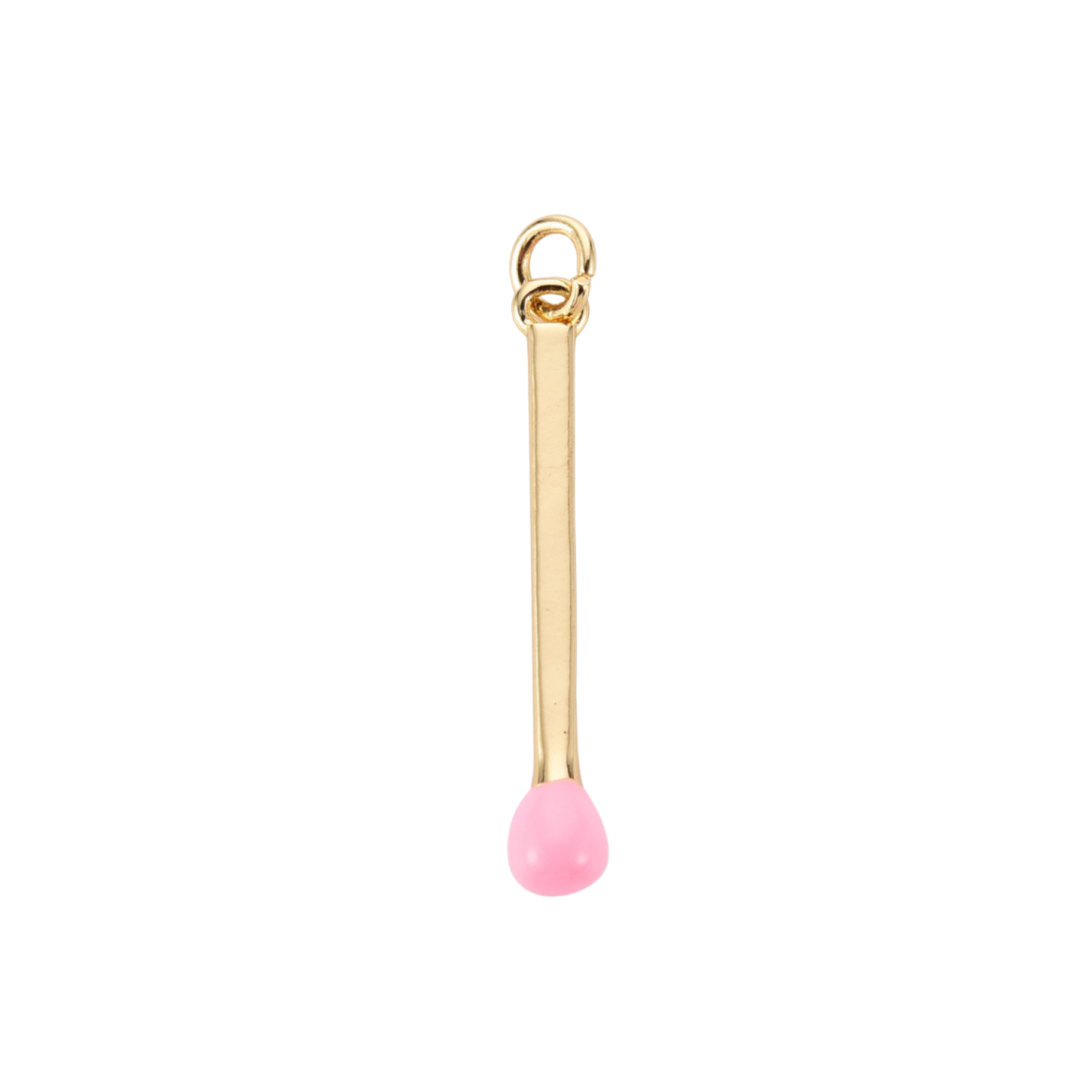 16k Gold Plated Brass Match Stick Charm: White