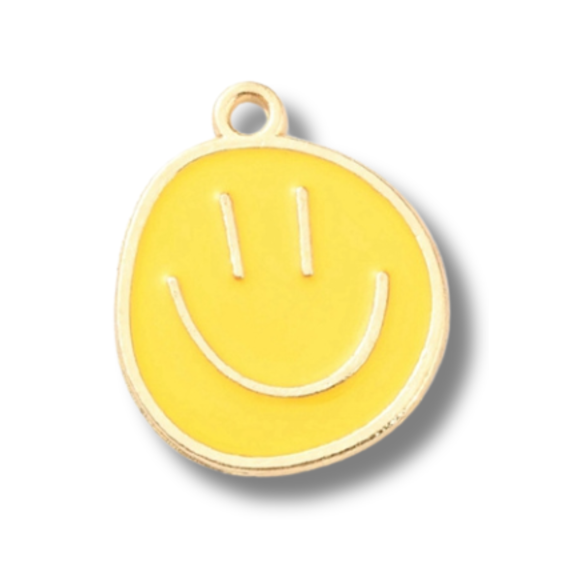 Smiley Happy Face Gold Charm: Yellow