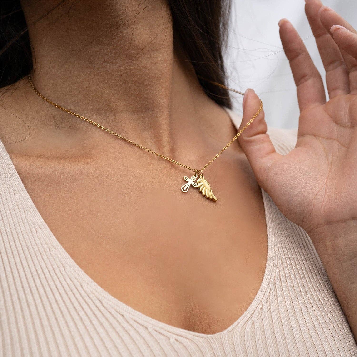 (9pc) 18K Gold PVD Stainless Steel Faith & Love Charm Set : Gold