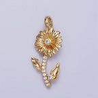 Micro Paved CZ Botanic Garden Birth Flower Gold Charm H-011 H-026 - H-032 H-038 H-040 H-041: November - Chrysanthemum