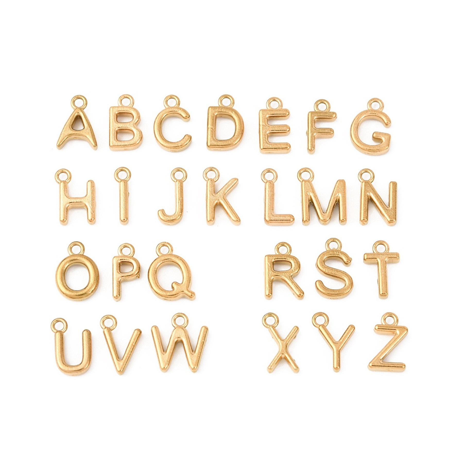18k Gold PVD Stainless Steel Bold Initial Charm Full Set