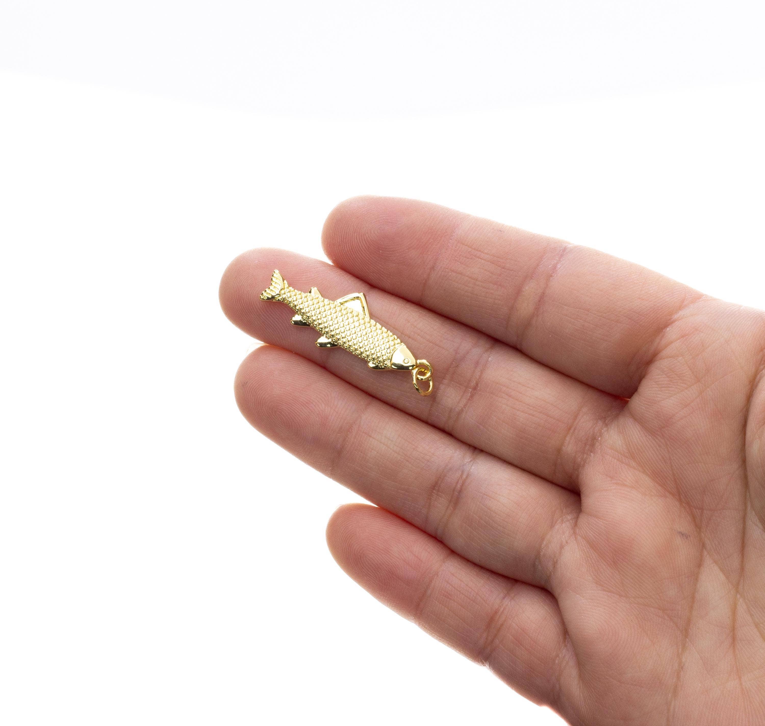 Gold or Silver Fish Charm for Jewelry Making: Gold / 6pcs