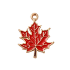 Gold Alloy Red Leaf Charm