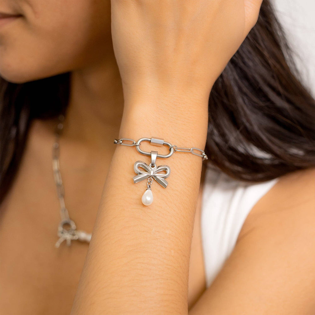 Silver Paperclip Carabiner Bracelet