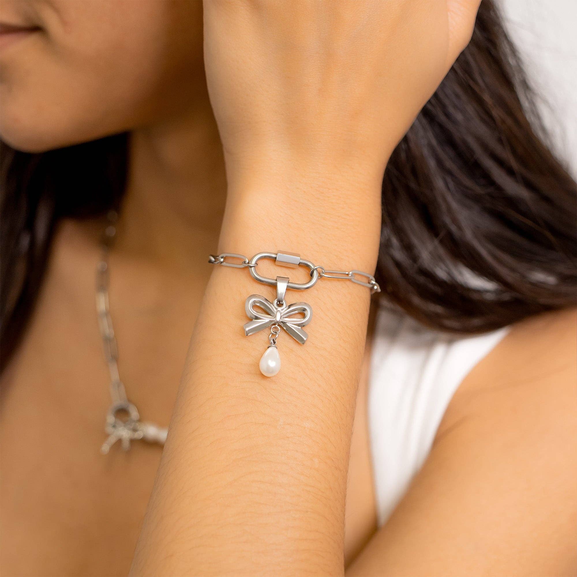 Gold Paperclip Carabiner Bracelet