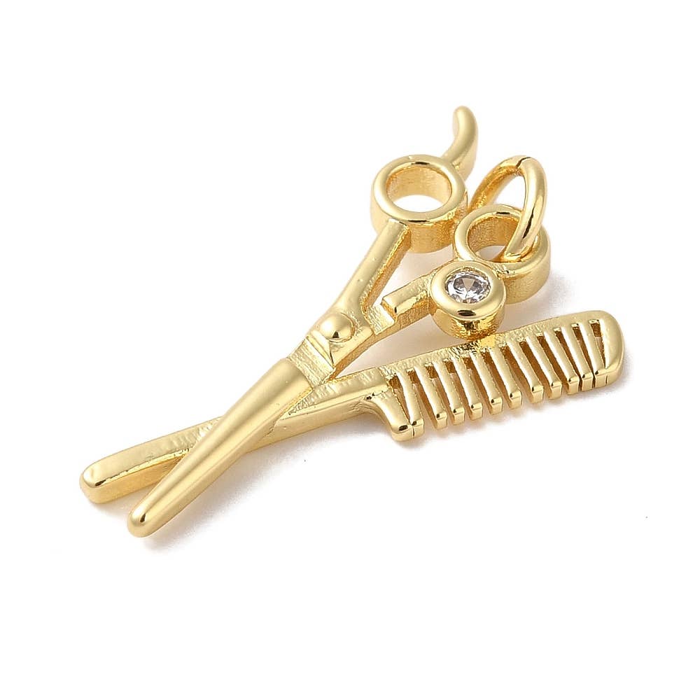 18k Gold Plated Stylist Tools Charm