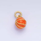 24K Gold Filled Basket Ball Sports 3D Multidimensional Charm | W435