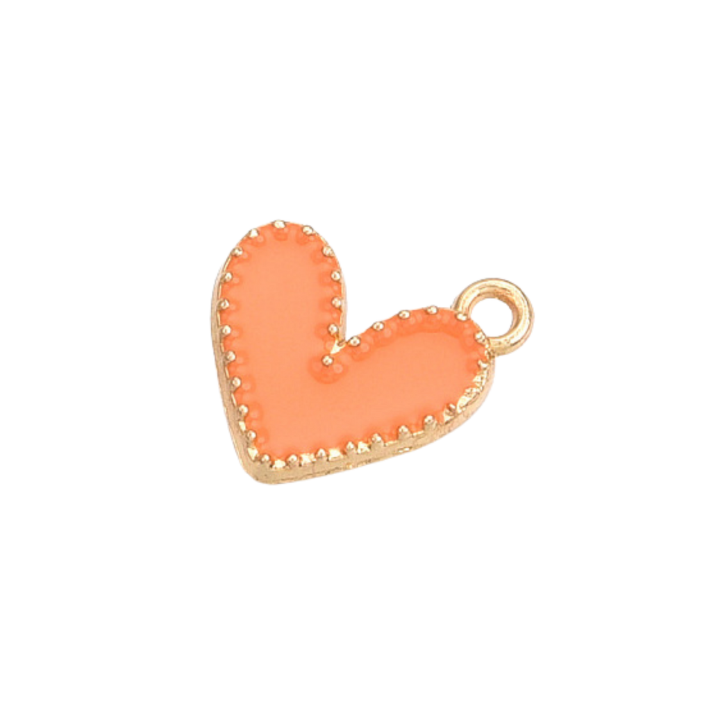 Gold Alloy Colorful Heart Charm: Black