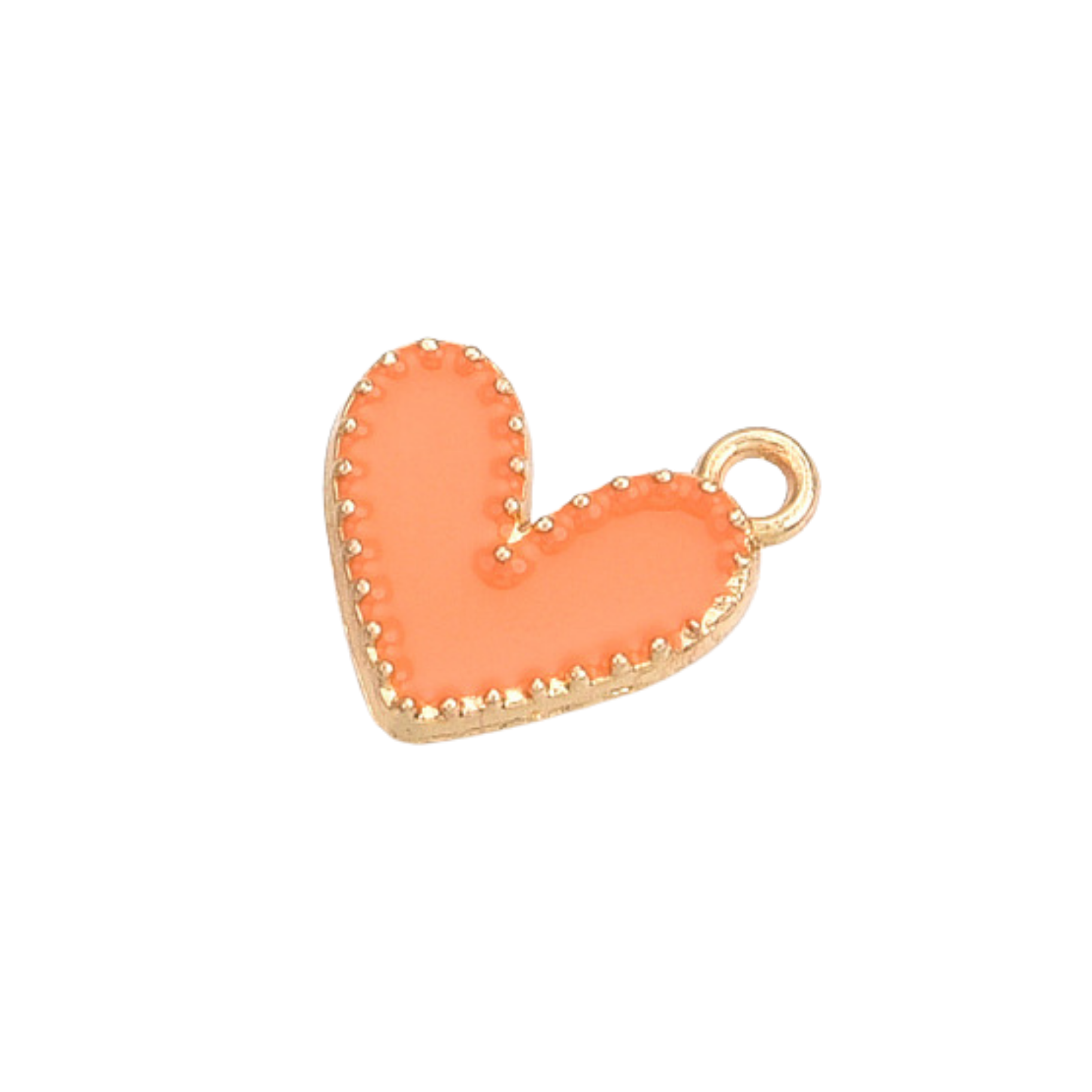 Gold Alloy Colorful Heart Charm: White