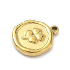 18k Gold PVD Stainless Steel Gold Round Clover Charm