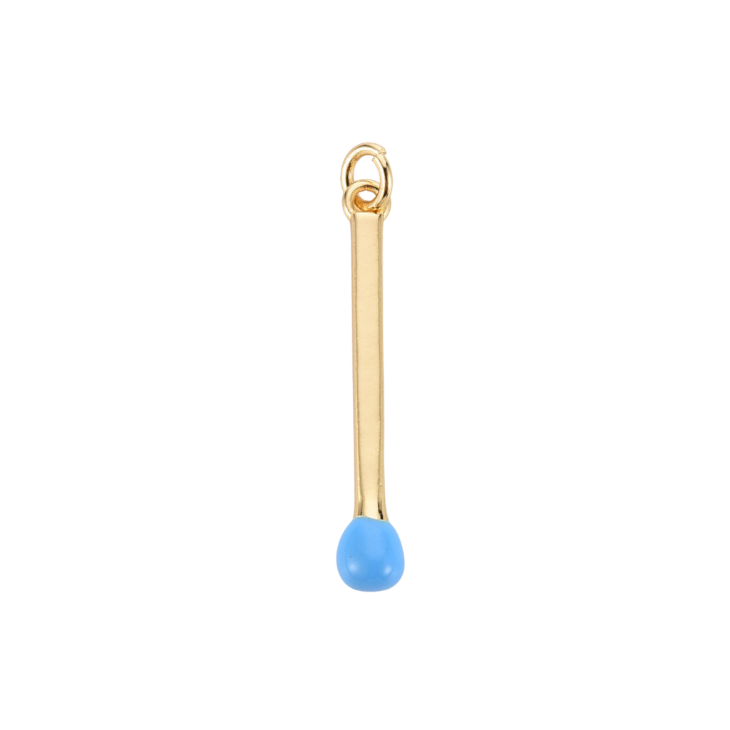 16k Gold Plated Brass Match Stick Charm: Dark Blue