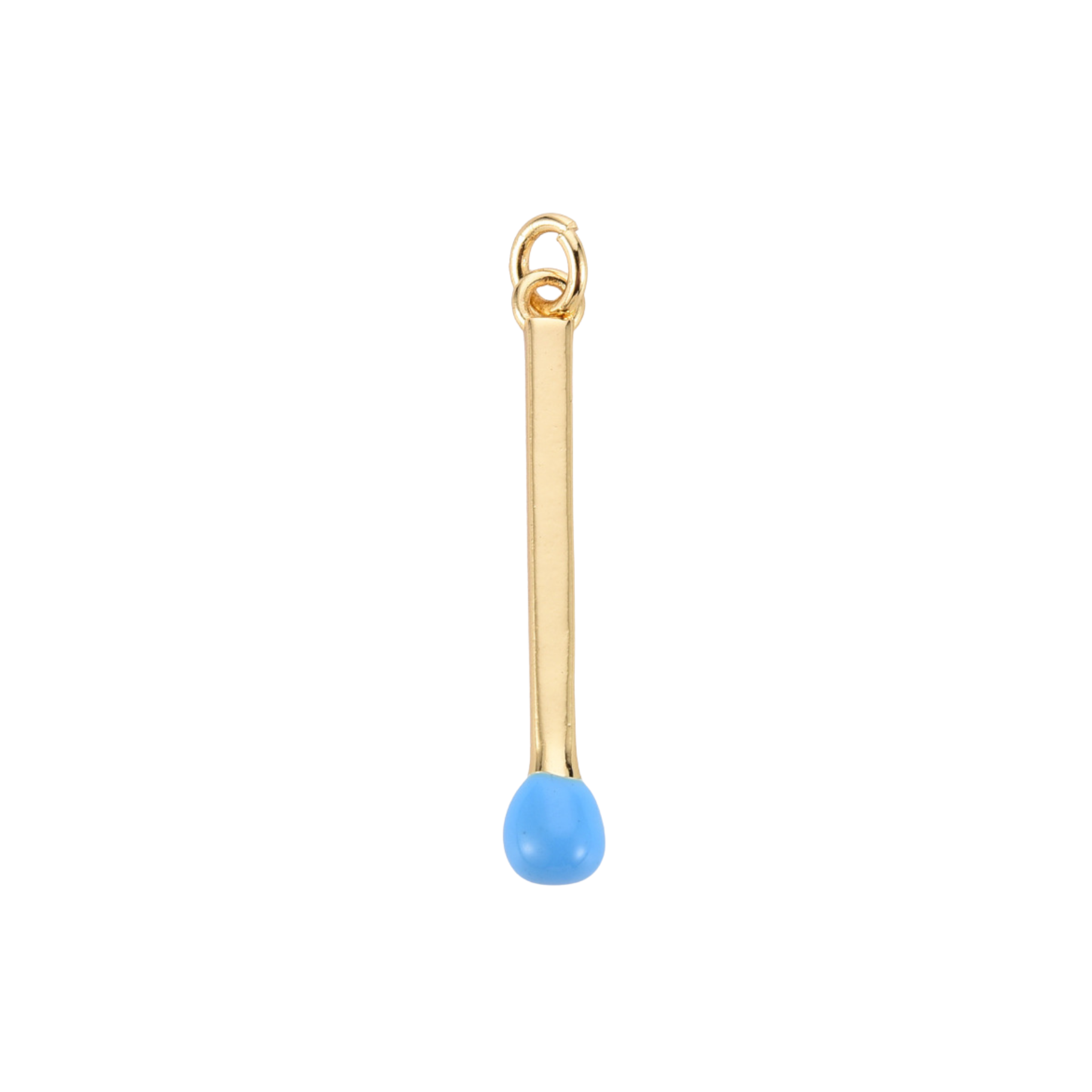 16k Gold Plated Brass Match Stick Charm: White