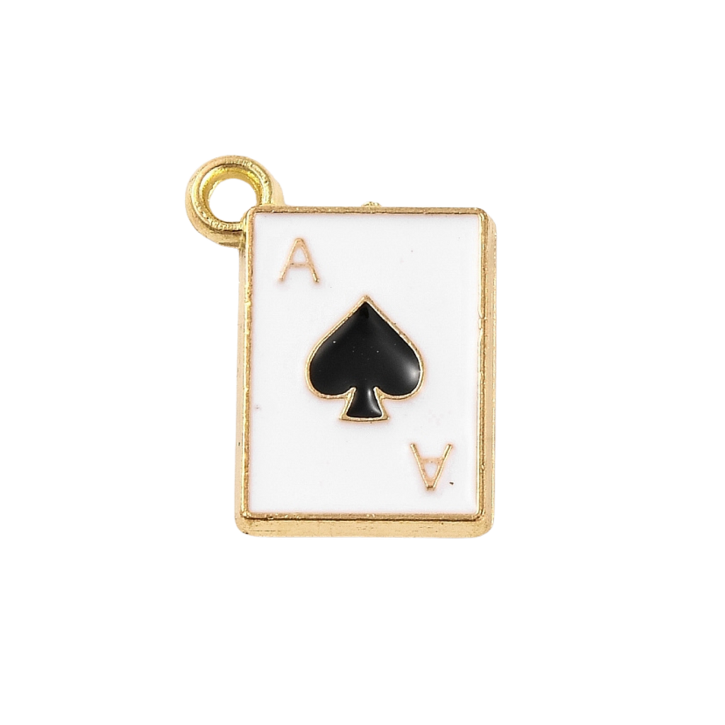 Gold Alloy Poker Card Charm: Club