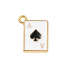 Gold Alloy Poker Card Charm: Spade