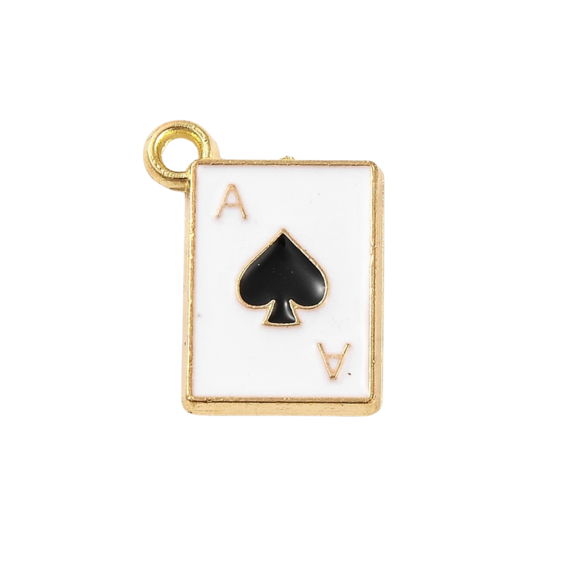 Gold Alloy Poker Card Charm: Spade