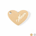 18K Gold PVD Stainless Steel Mom Heart Charm: Gold