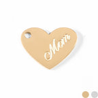 18K Gold PVD Stainless Steel Mom Heart Charm: Gold