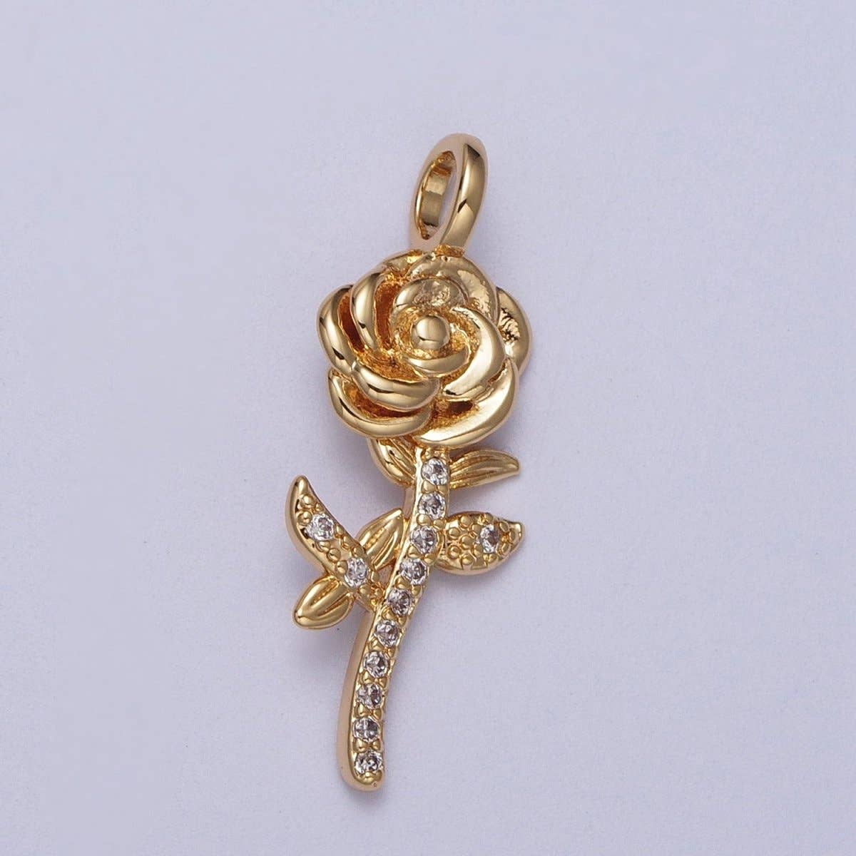 Micro Paved CZ Botanic Garden Birth Flower Gold Charm H-011 H-026 - H-032 H-038 H-040 H-041: January - Carnation