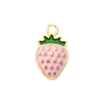 Gold Alloy Pink Strawberry Charm