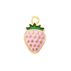 Gold Alloy Pink Strawberry Charm