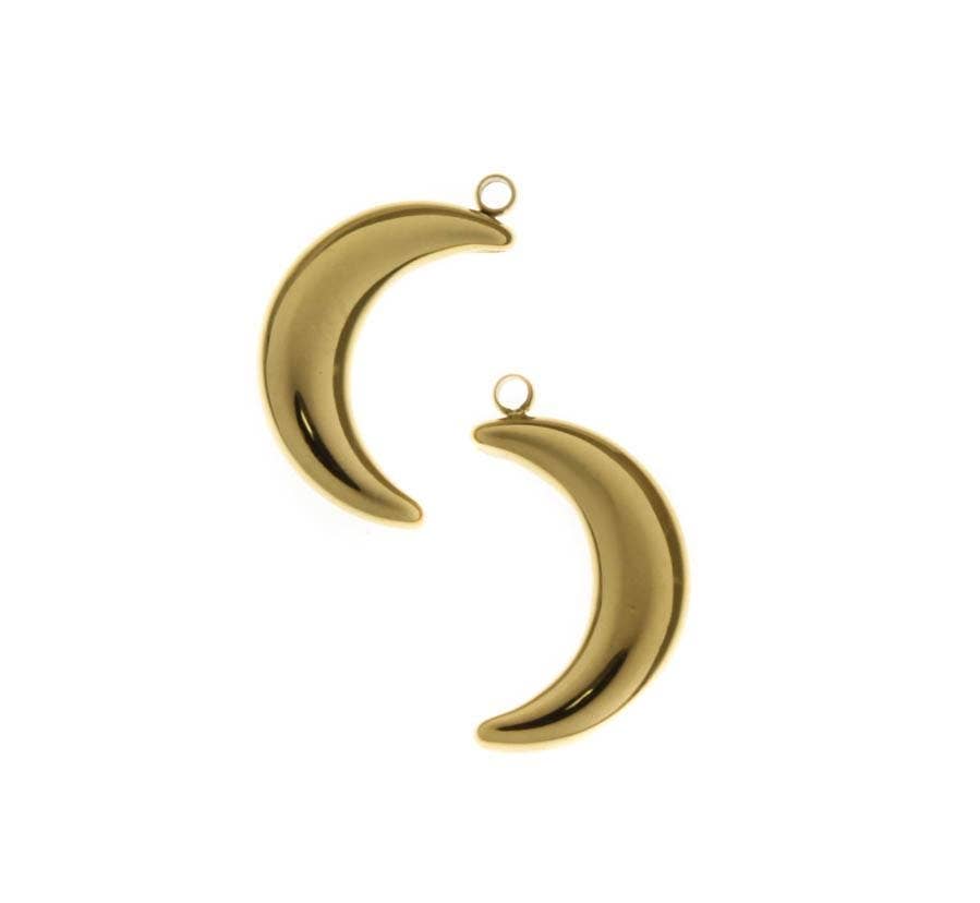 Waterproof Gold Crescent Moon Charm for Jewelry,SSPG013: