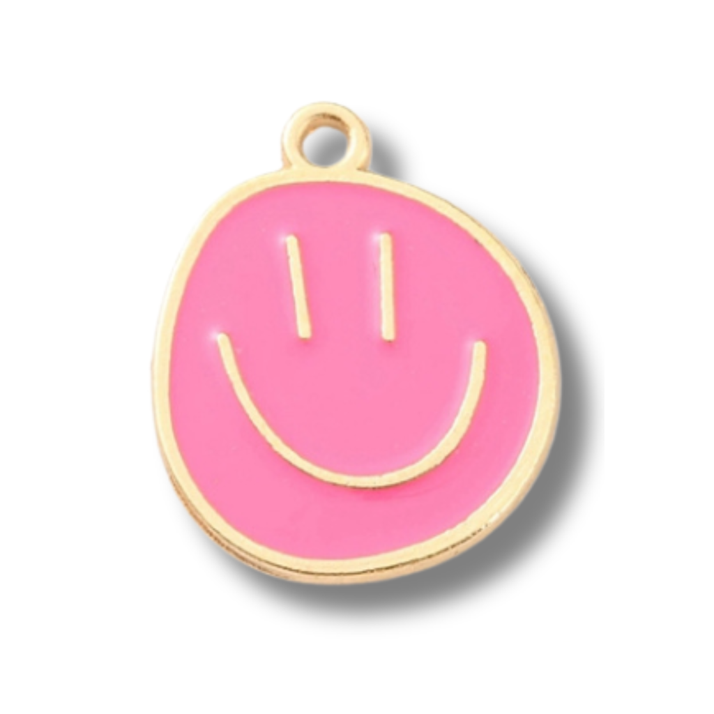 Smiley Happy Face Gold Charm: Yellow