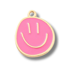 Smiley Happy Face Gold Charm: White