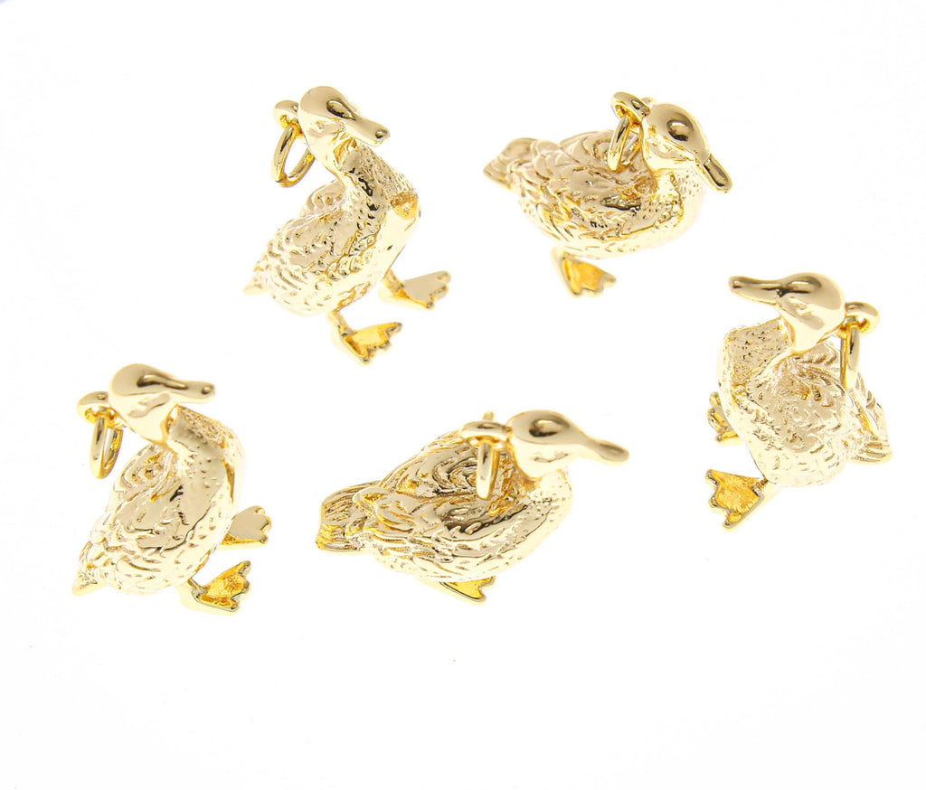 18k Gold/Silver 3D Baby Chick & Duckling Charm CPG-CPS2370: Gold / 5 pcs