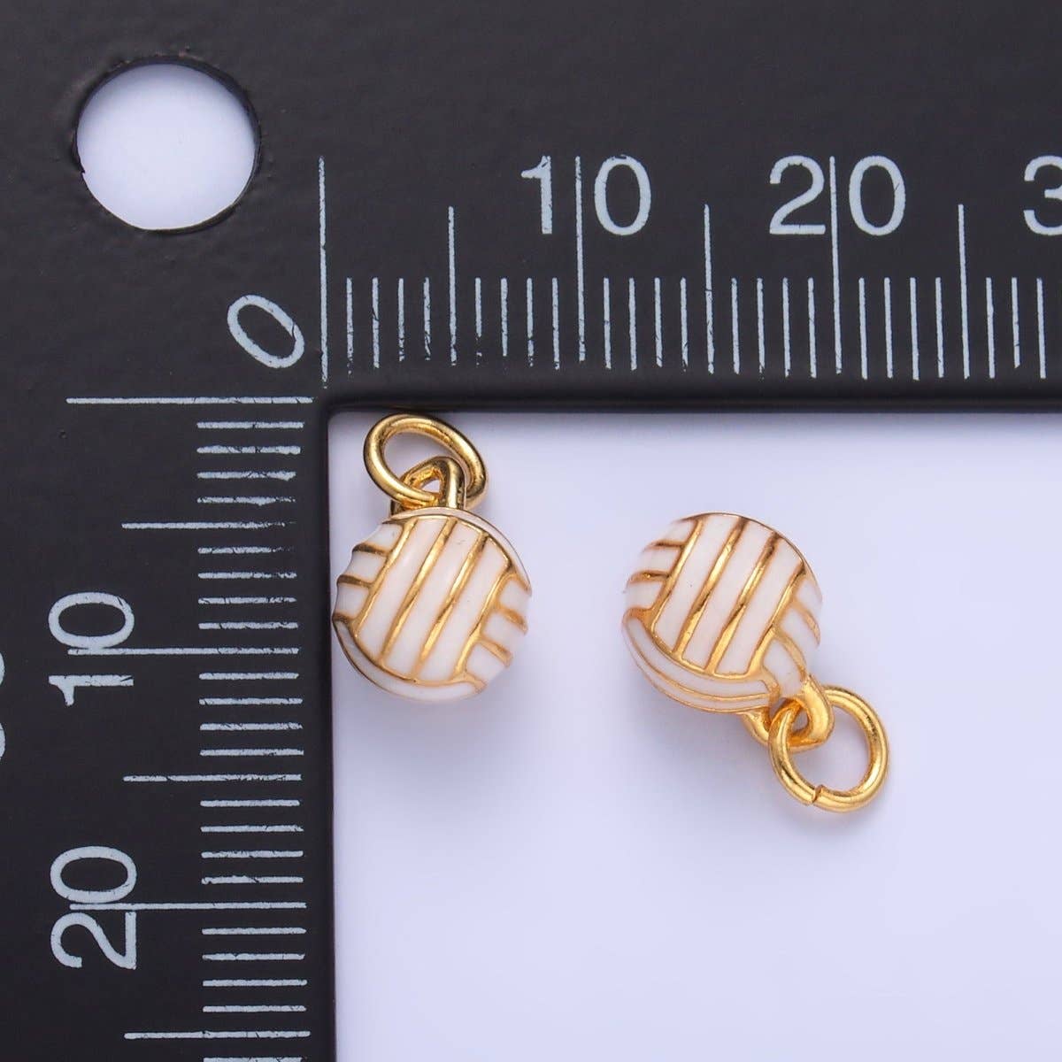 24K Gold Filled Volley Ball or basket ball Enamel Multidimensional 3D Charm | W434