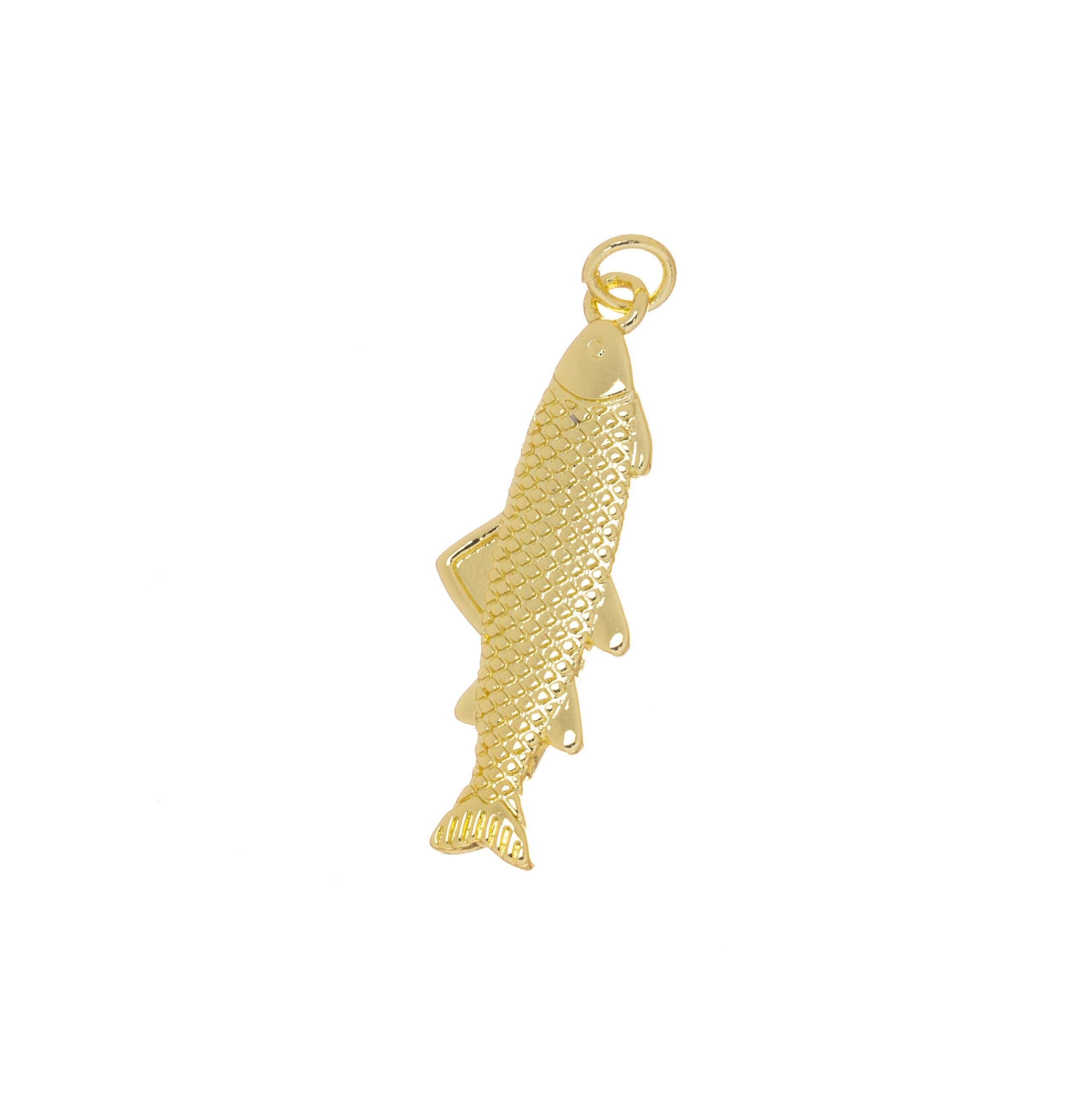 Gold or Silver Fish Charm for Jewelry Making: Gold / 6pcs
