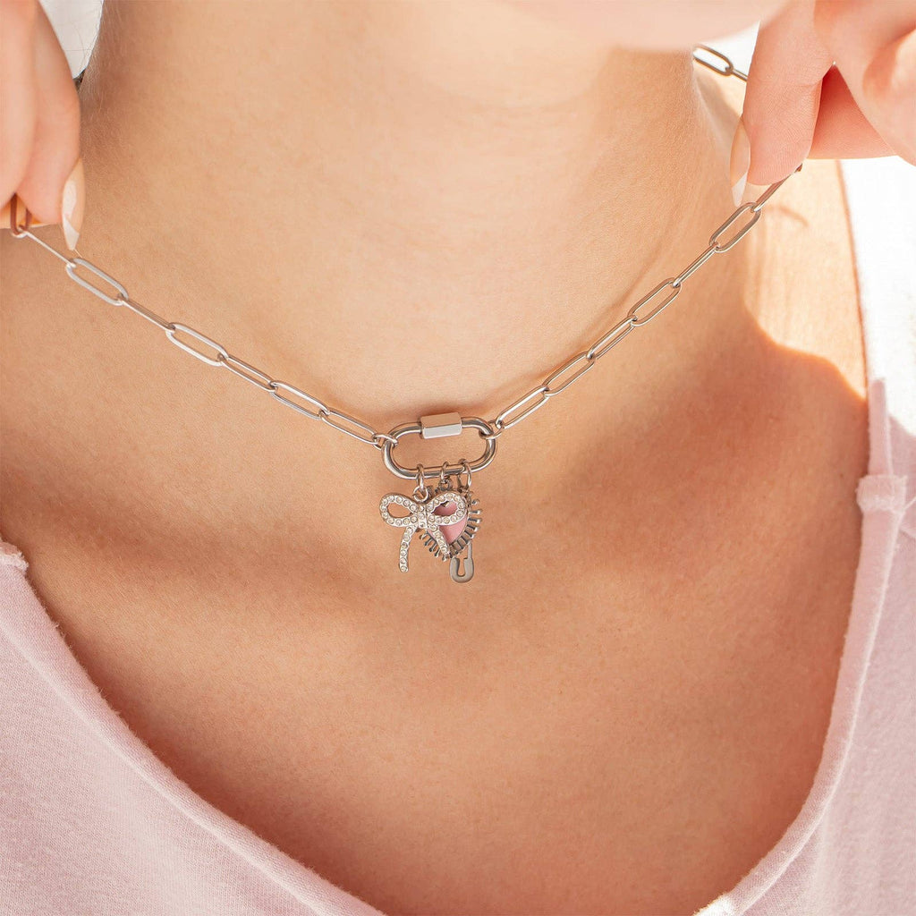 Silver Paperclip Carabiner Necklace